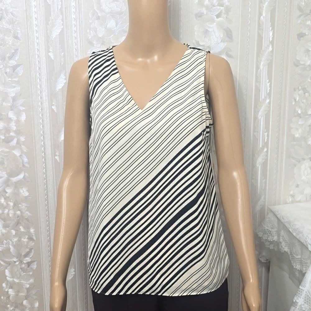 Nine West V- Neck Tank Stripe Top Blouse NWT